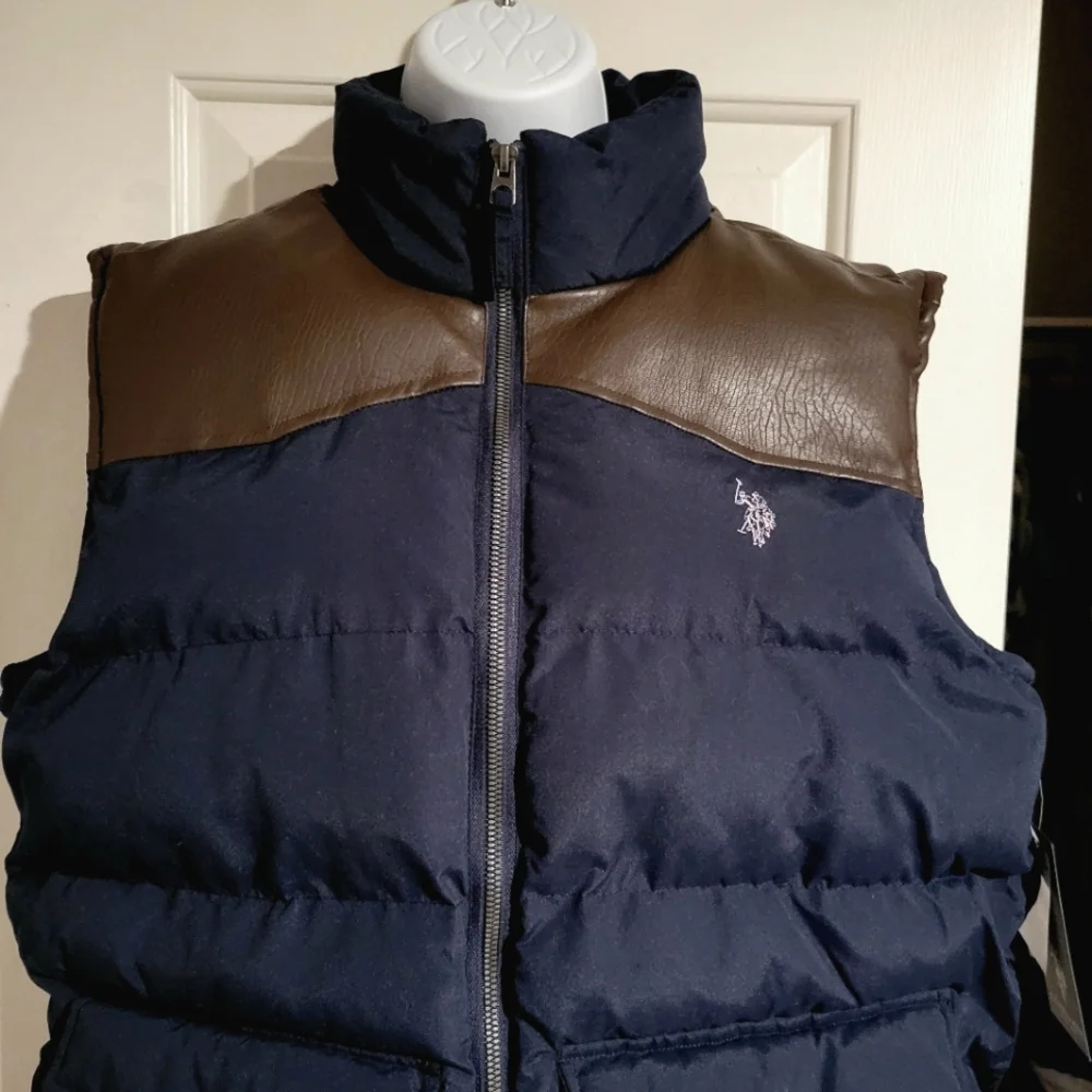 U.S. Polo Assn. Mens Puffer Vest Size S Womens M/L Unisex Puffer Vest Navy - Picture 5 of 13